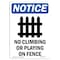 Signmission OSHA Notice Sign, 18" Height, Rigid Plastic, No Climbing Or Playing Sign With Symbol, Portrait OS-NS-P-1218-V-14453 - alternate 1